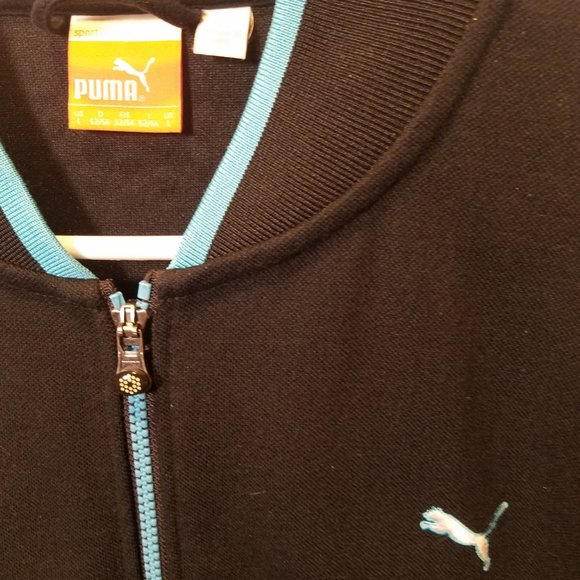 Puma track jacket - black w/ neon blue/yellow trim - Picture 3 of 6